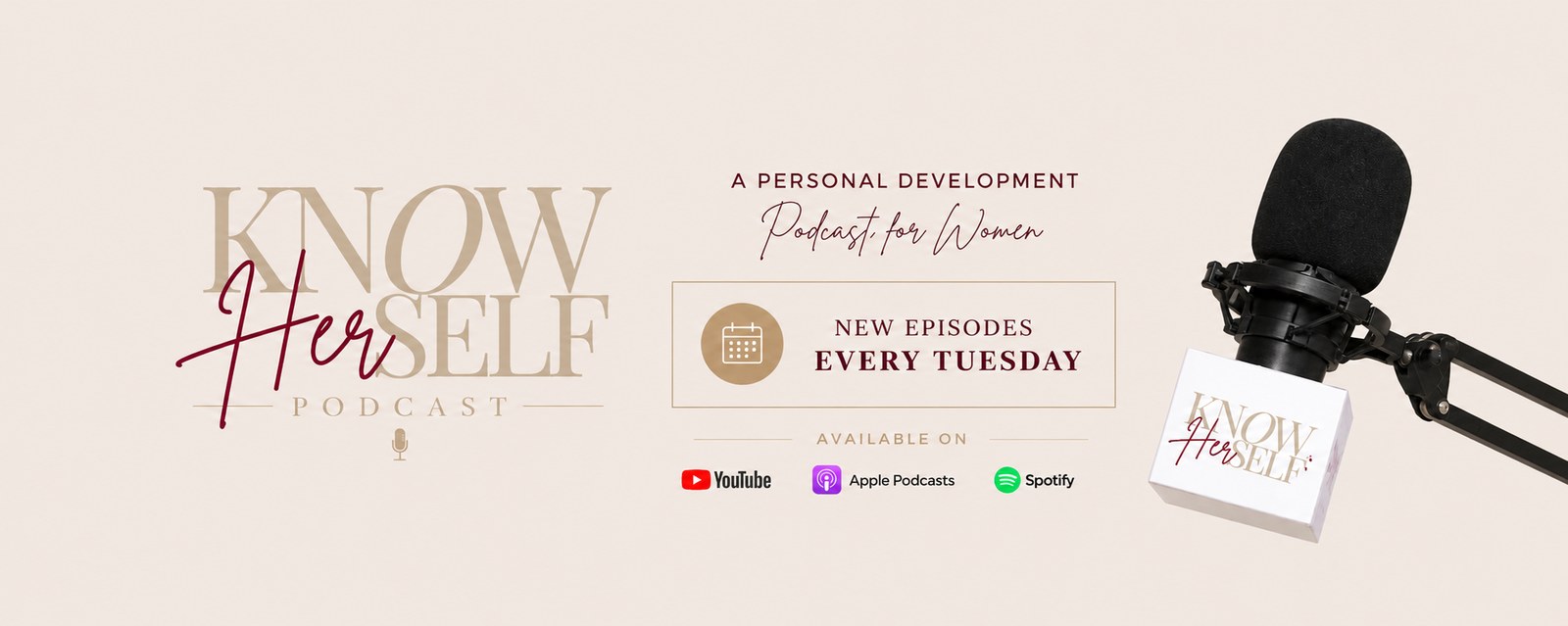 Know Herself Podcast — a personal development podcast for women. New episodes every Tuesday. Available on YouTube, Apple Podcasts, and Spotify.